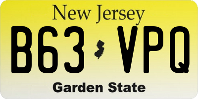 NJ license plate B63VPQ