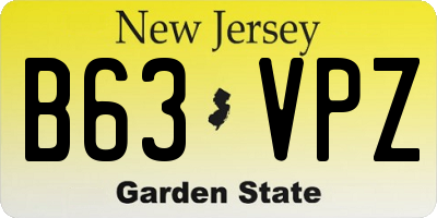 NJ license plate B63VPZ