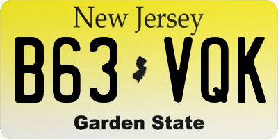 NJ license plate B63VQK