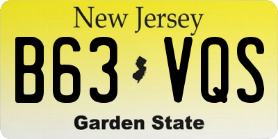 NJ license plate B63VQS