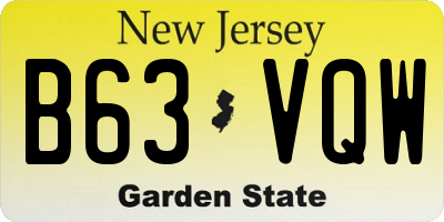 NJ license plate B63VQW