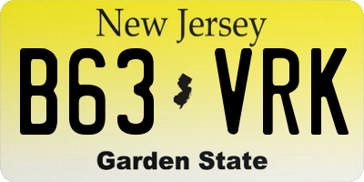 NJ license plate B63VRK