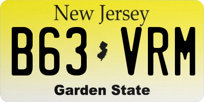 NJ license plate B63VRM
