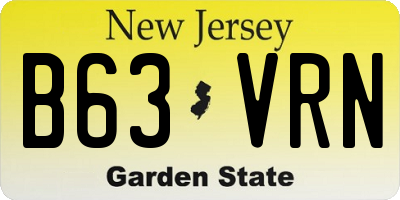 NJ license plate B63VRN