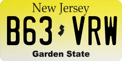 NJ license plate B63VRW