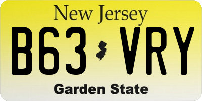 NJ license plate B63VRY