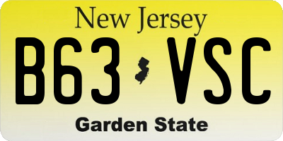 NJ license plate B63VSC