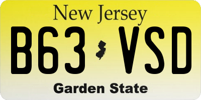 NJ license plate B63VSD