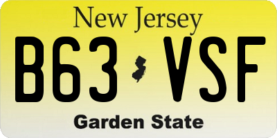 NJ license plate B63VSF