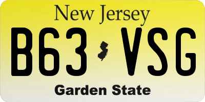 NJ license plate B63VSG