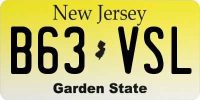 NJ license plate B63VSL