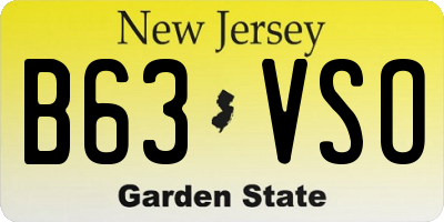 NJ license plate B63VSO