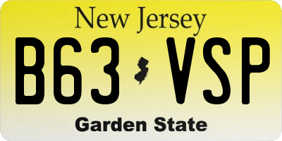 NJ license plate B63VSP
