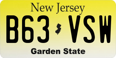 NJ license plate B63VSW