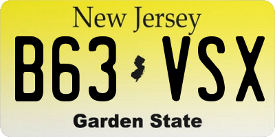 NJ license plate B63VSX