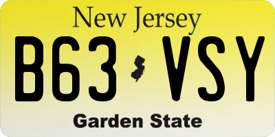 NJ license plate B63VSY