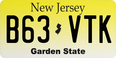 NJ license plate B63VTK
