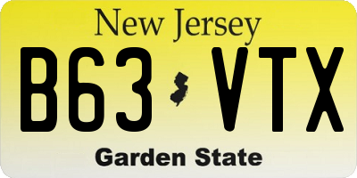NJ license plate B63VTX