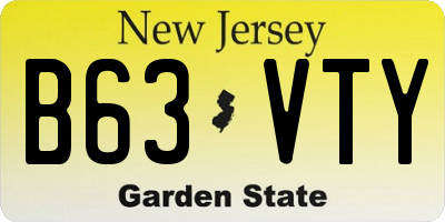 NJ license plate B63VTY