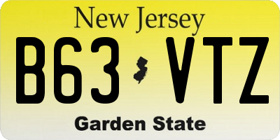 NJ license plate B63VTZ