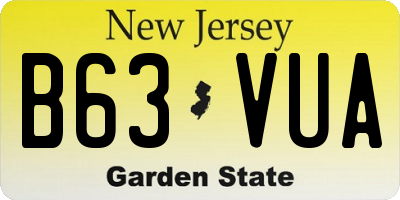 NJ license plate B63VUA