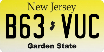 NJ license plate B63VUC