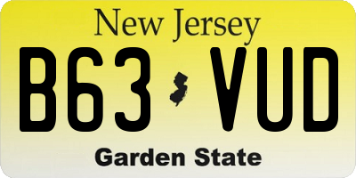 NJ license plate B63VUD