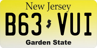 NJ license plate B63VUI