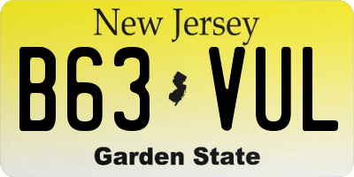 NJ license plate B63VUL
