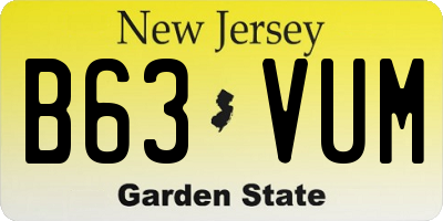 NJ license plate B63VUM