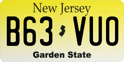 NJ license plate B63VUO