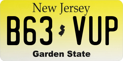 NJ license plate B63VUP