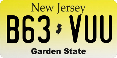 NJ license plate B63VUU