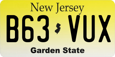 NJ license plate B63VUX
