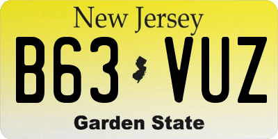 NJ license plate B63VUZ