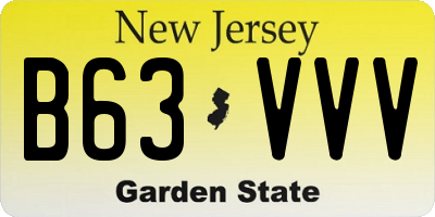 NJ license plate B63VVV