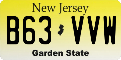 NJ license plate B63VVW