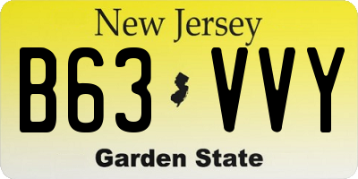 NJ license plate B63VVY
