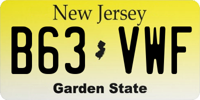 NJ license plate B63VWF