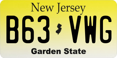 NJ license plate B63VWG