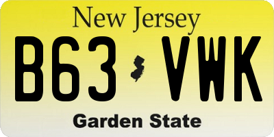 NJ license plate B63VWK