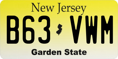 NJ license plate B63VWM