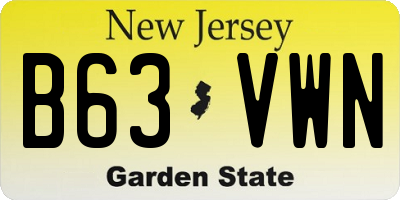 NJ license plate B63VWN