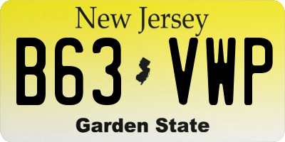 NJ license plate B63VWP