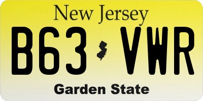 NJ license plate B63VWR