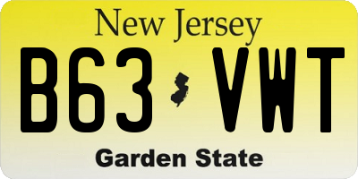 NJ license plate B63VWT