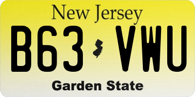 NJ license plate B63VWU