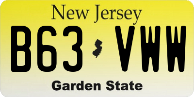 NJ license plate B63VWW