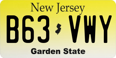 NJ license plate B63VWY