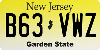 NJ license plate B63VWZ
